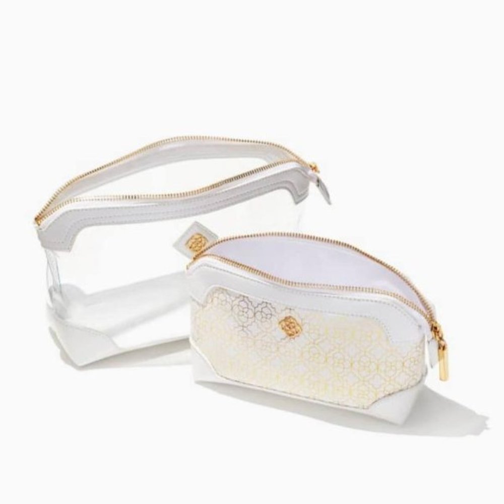 Kendra Scott Duo Cosmetic Pouch Bags in Gold Filigree